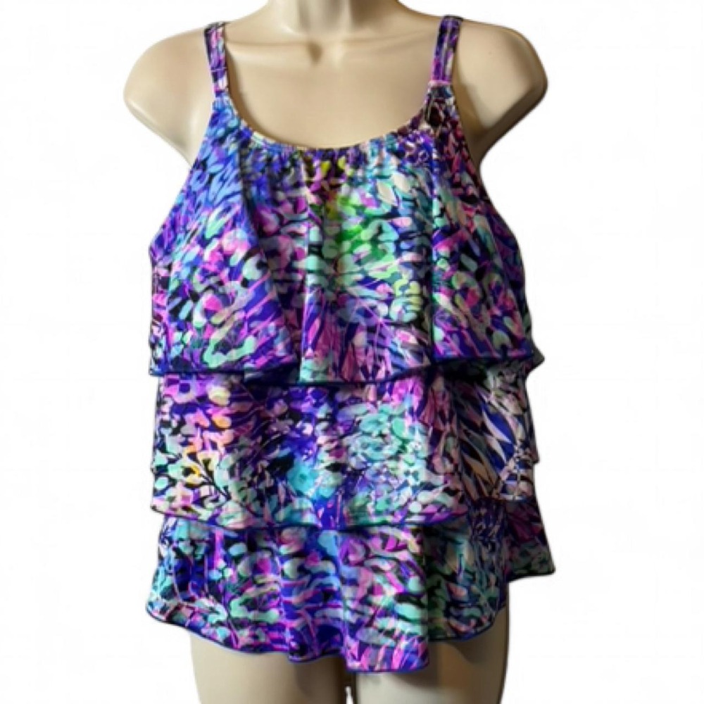 T.H.E. Caribbean Cruise Tiered‎ Tankini Top, Women's Size 18W.